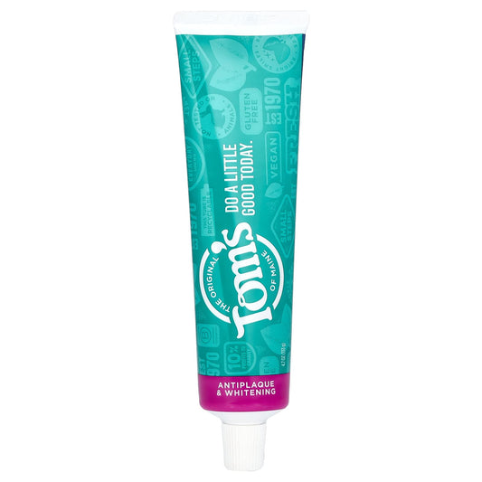 Tom's of Maine, Antiplaque & Whitening Toothpaste, Fluoride-Free, Spearmint Gel, 4.7 oz (133 g) - Image 1