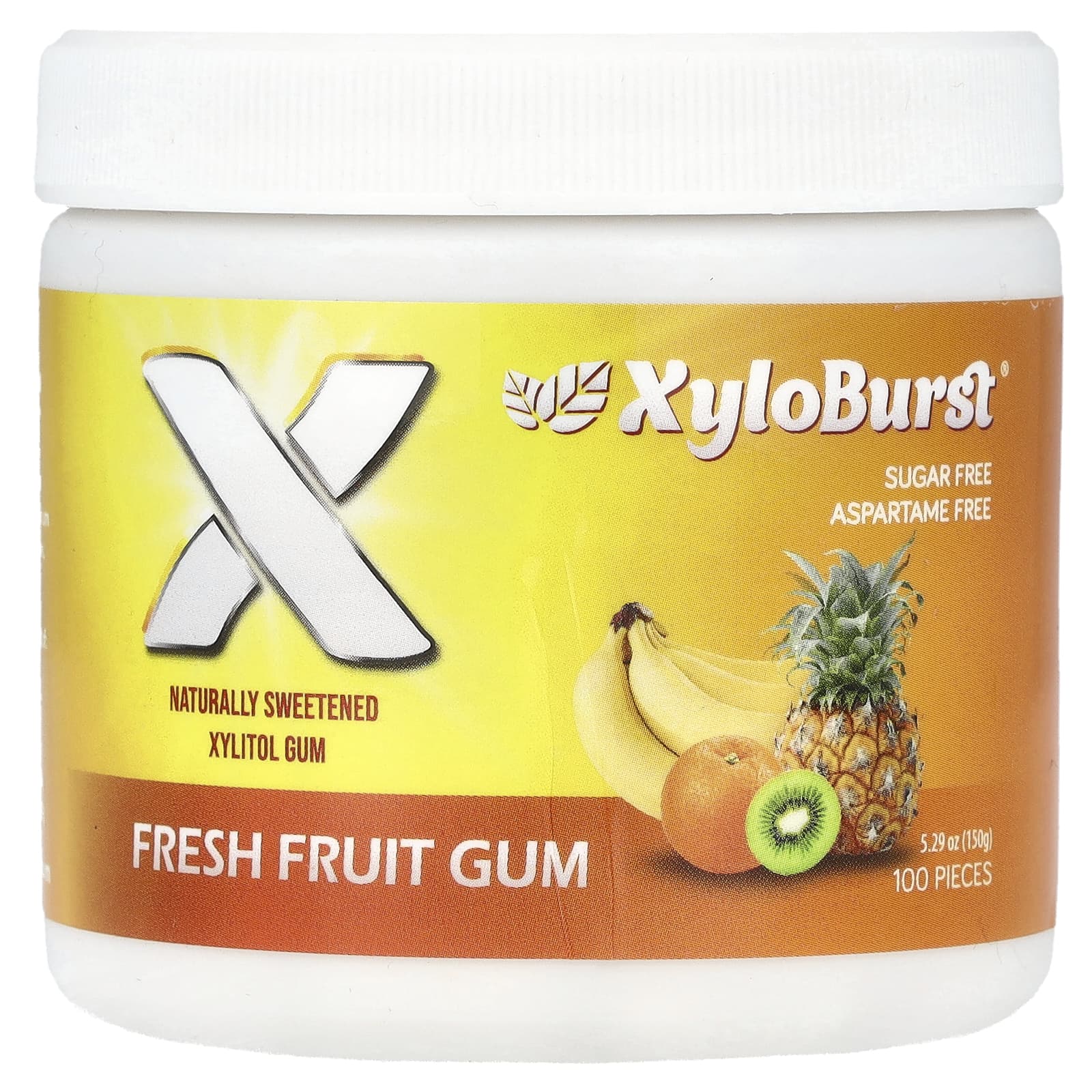 Xyloburst, Xylitol Gum, Fresh Fruit, 100 Pieces, 5.29 oz (150 g) - Image 1