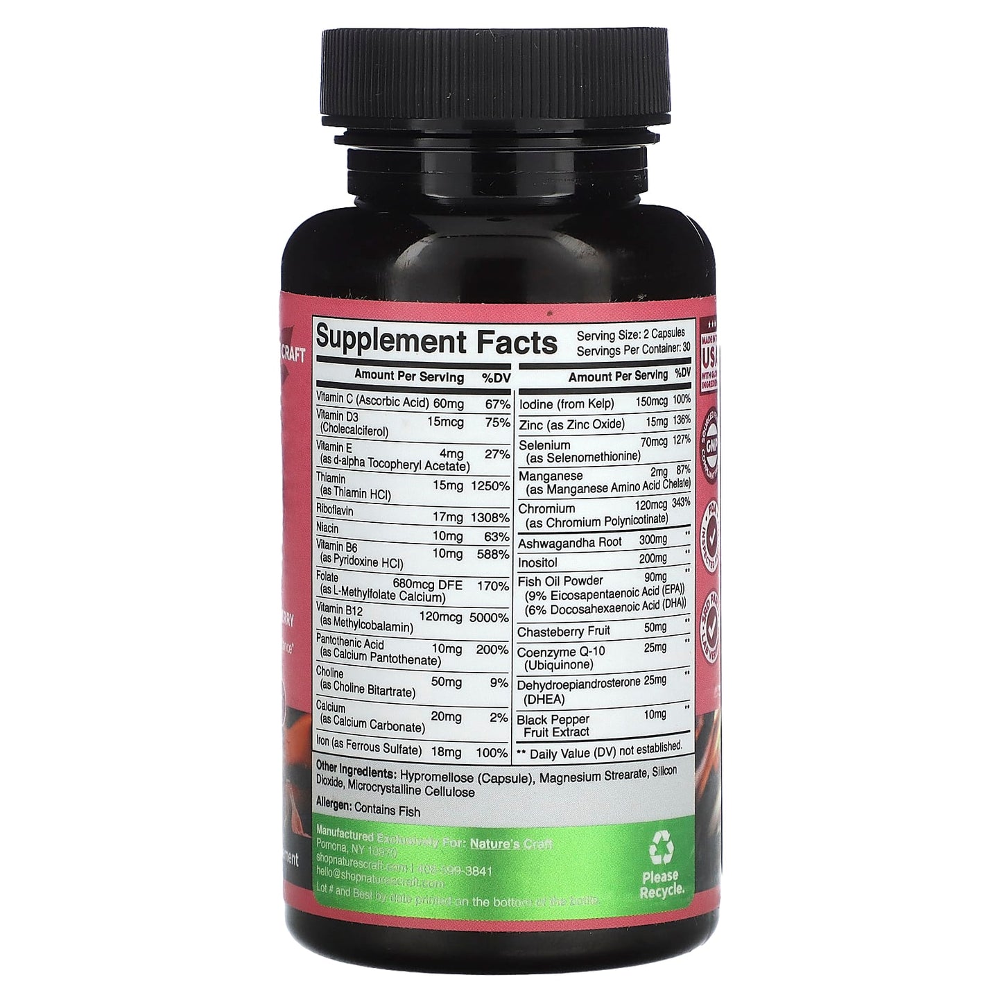 Nature's Craft, Women's Wellness, Fertility Booster with Folate, CoQ10, & Chasteberry, 60 Capsules - Image 2