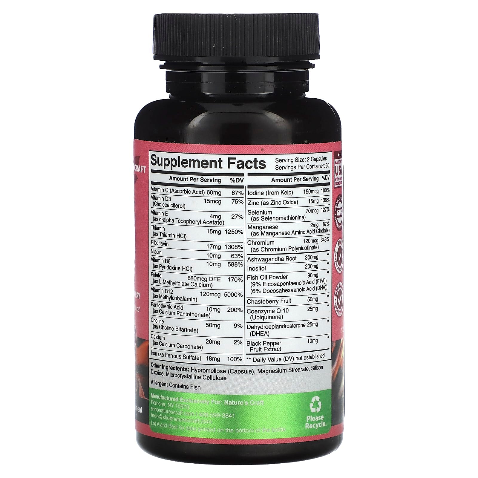 Nature's Craft, Women's Wellness, Fertility Booster with Folate, CoQ10, & Chasteberry, 60 Capsules - Image 2