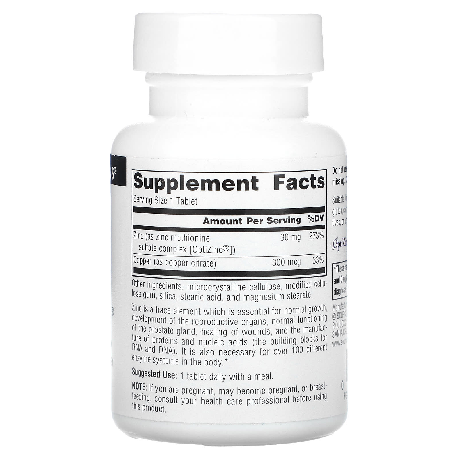 Source Naturals, OptiZinc, 120 Tablets - Image 2