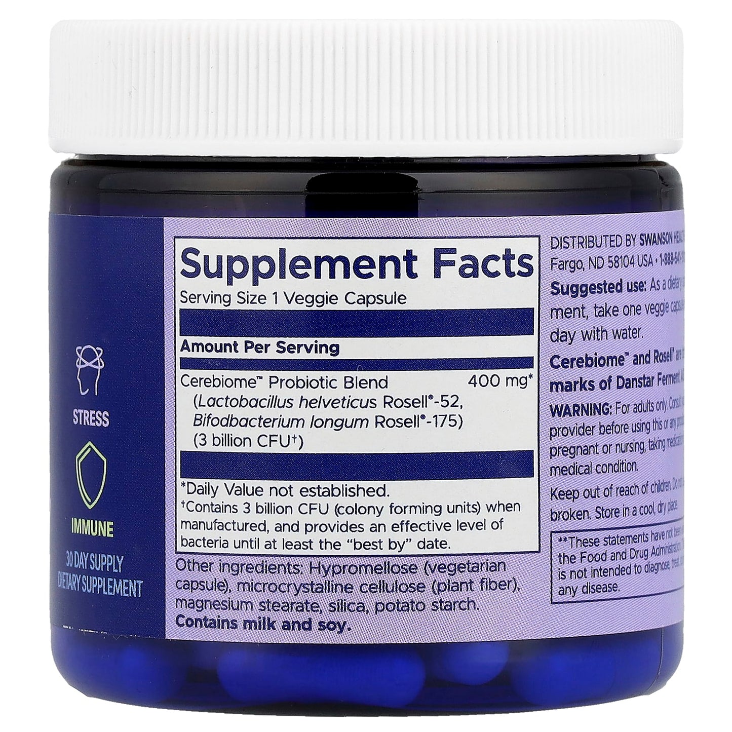 Swanson WIO, Happy Mind, Happy Gut™, 30 Veggie Capsules - Image 2