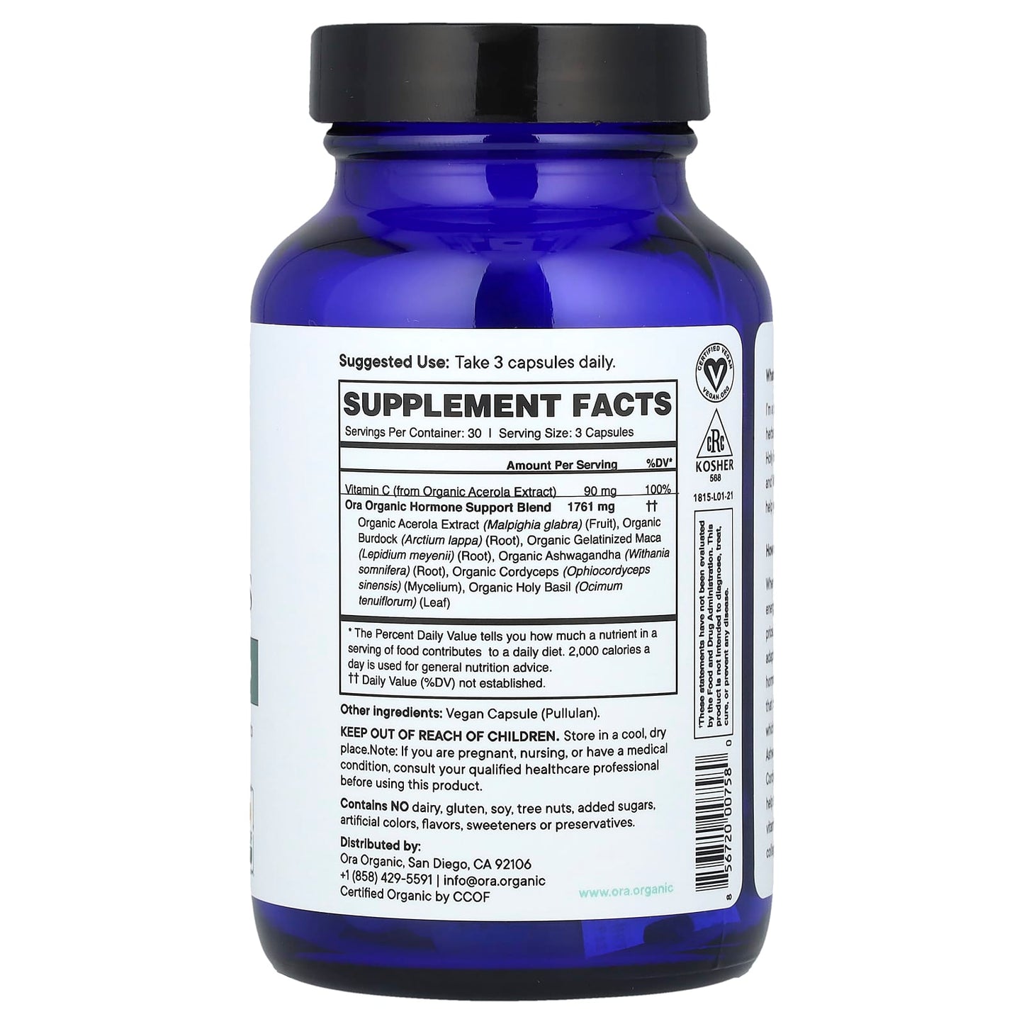 Ora, Hormonious, Hormonal Balance & Support, 90 Capsules - Image 2