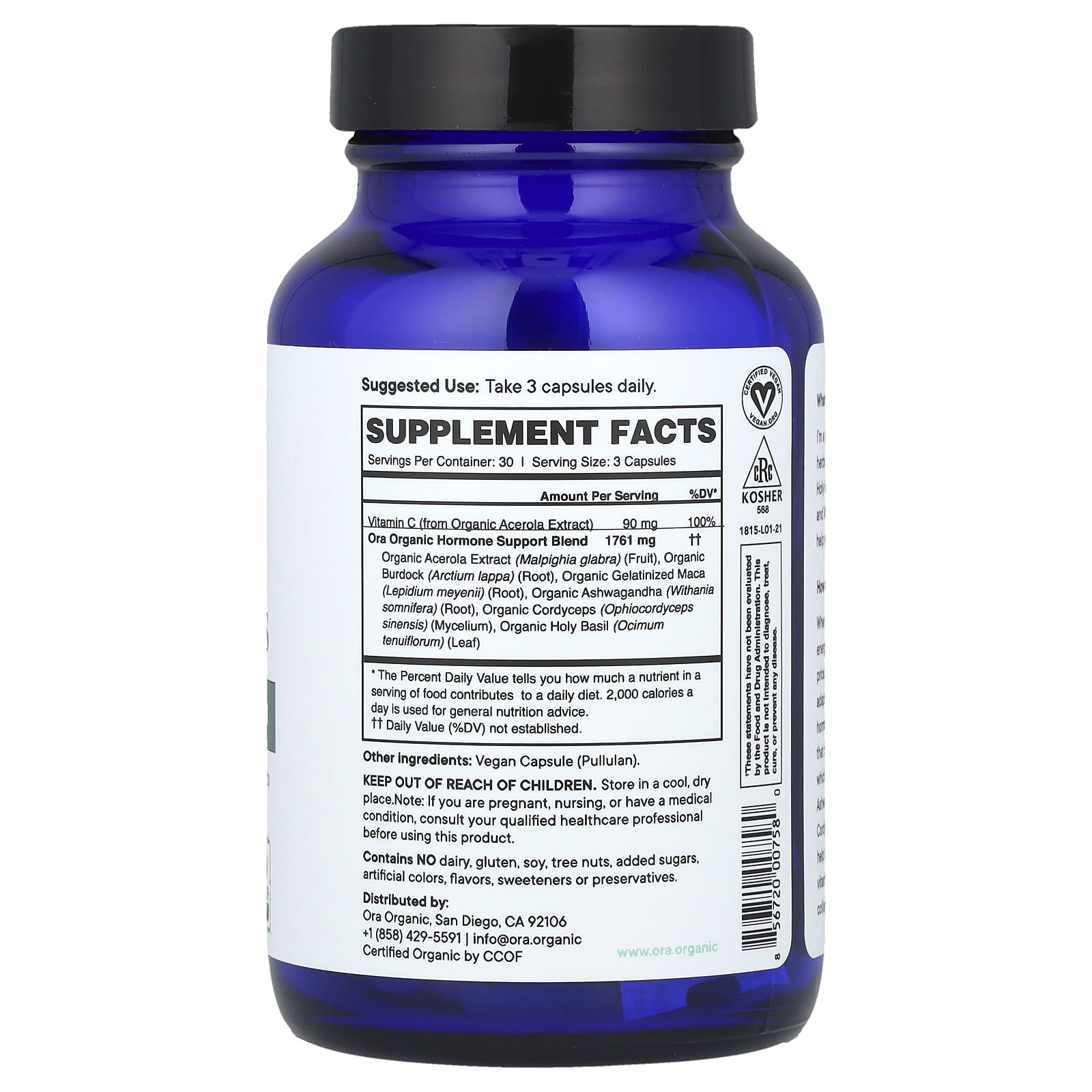 Ora, Hormonious, Hormonal Balance & Support, 90 Capsules - Image 2