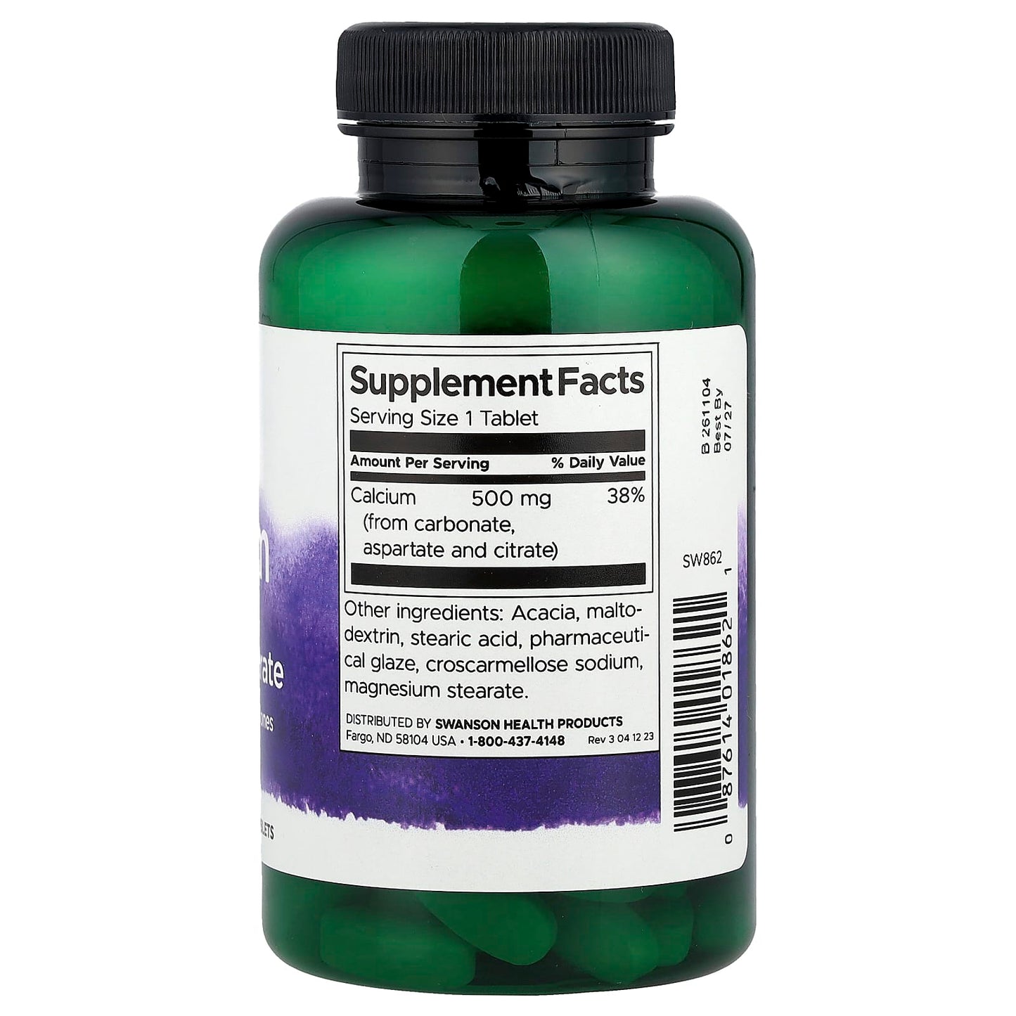 Swanson, Calcium Carbonate, Aspartate & Citrate, 500 mg, 100 Tablets - Image 2
