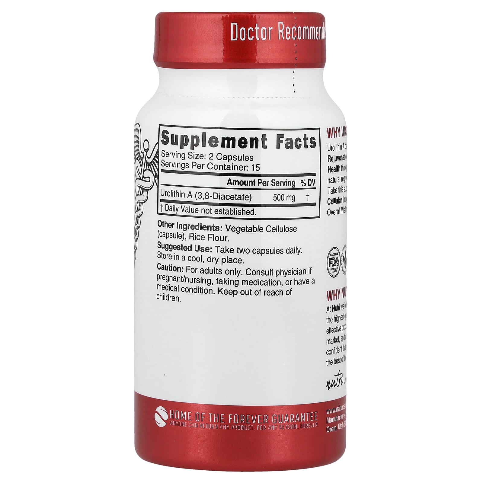 Nutri, Urolithin A Diacetate, 30 Vegan Capsules (250 mg per Capsule) - Image 2