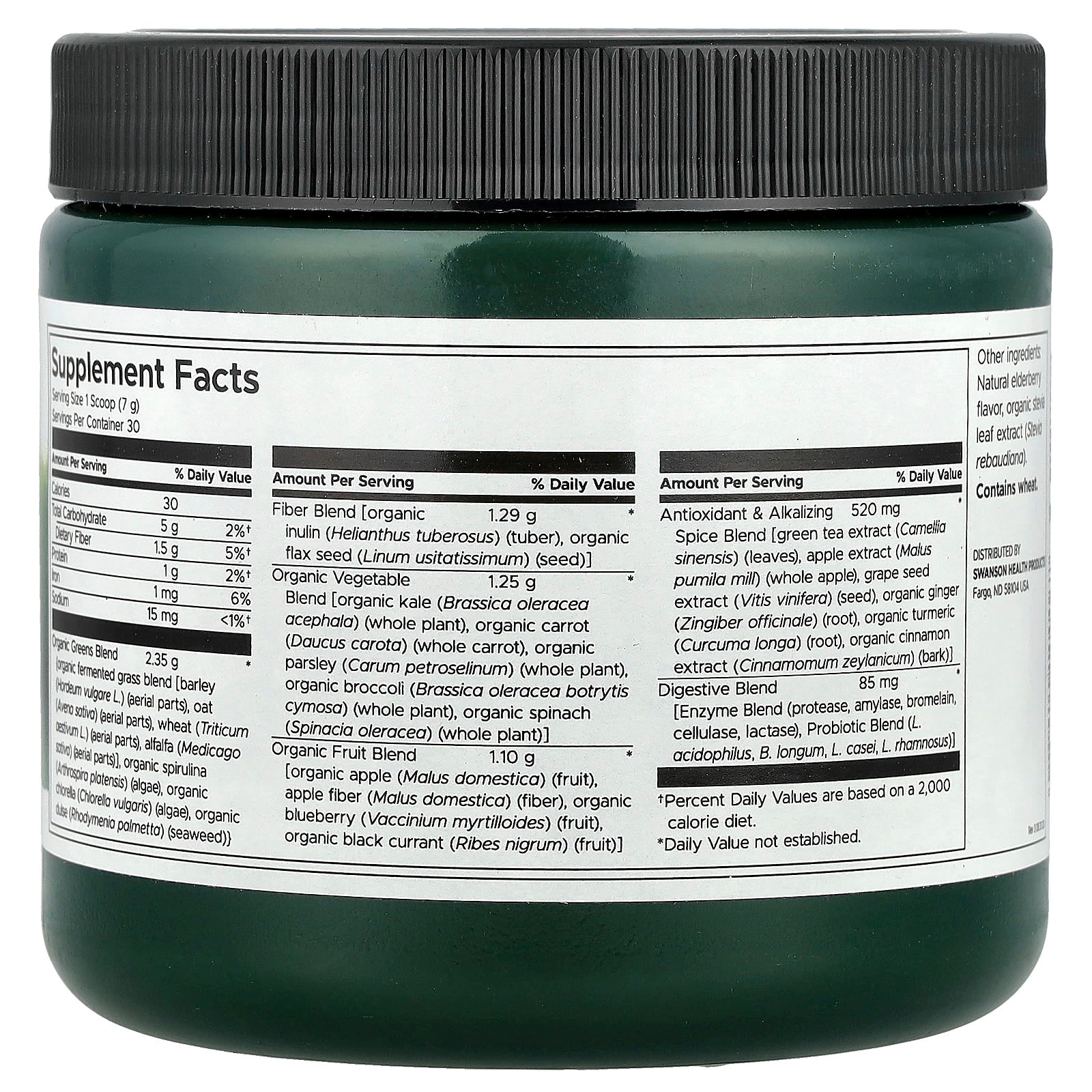 Swanson, Fermented Alkalizing Greens Drink Mix with Probiotics, 7.4 oz (210 g) - Image 2