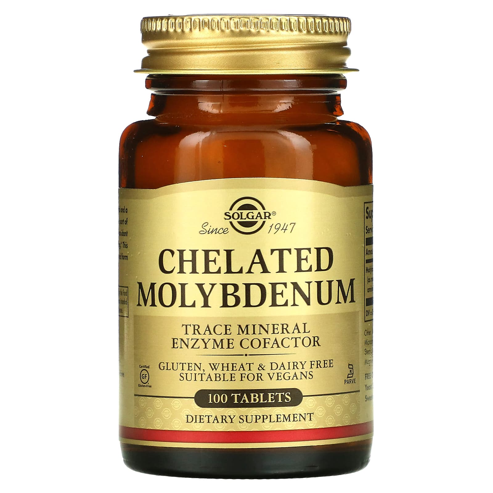 Solgar, Chelated Molybdenum, 100 Tablets (150 mcg per Tablet)