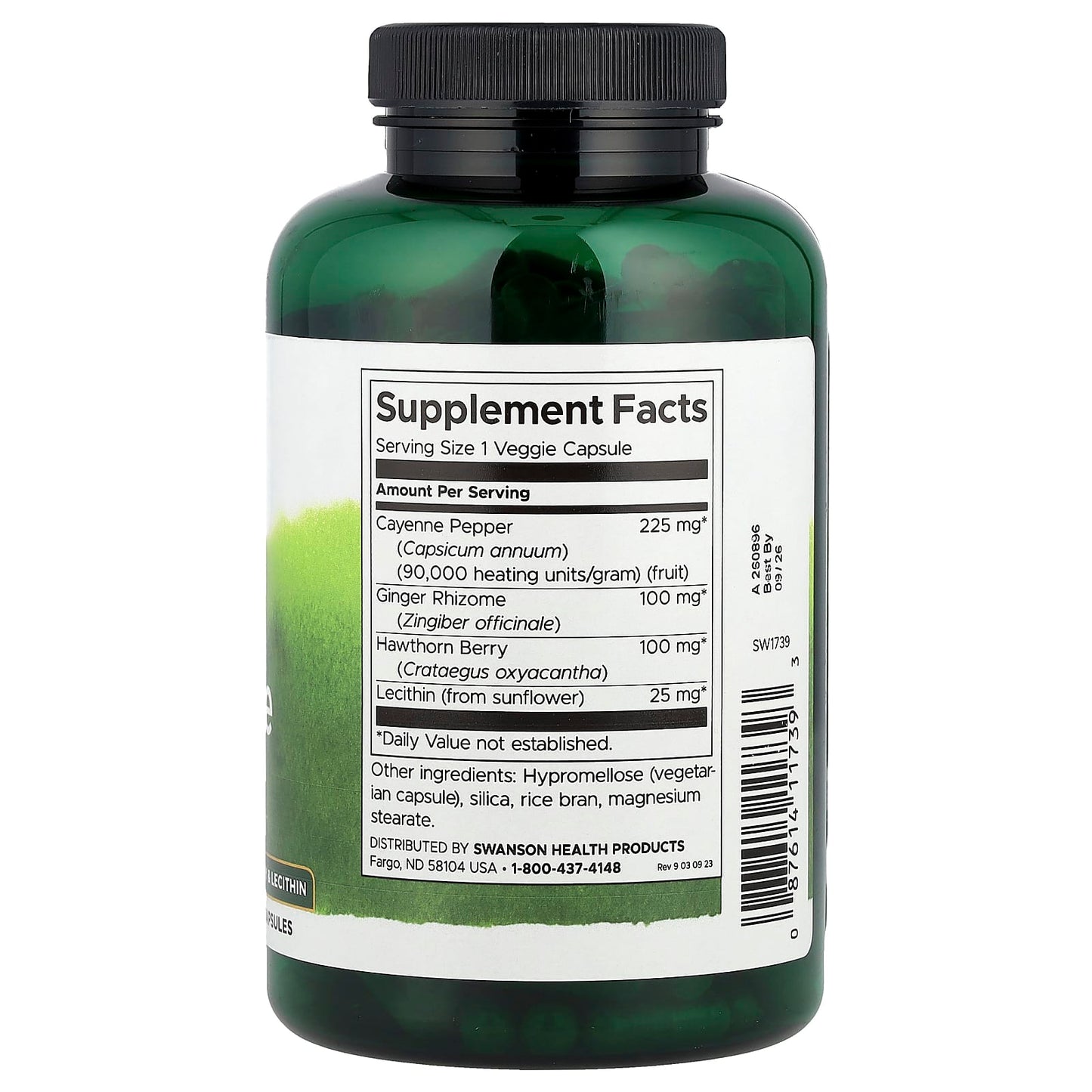 Swanson, Super Cayenne with Ginger Rhizome, Hawthorn Berry & Lecithin, 250 Veggie Capsules - Image 2