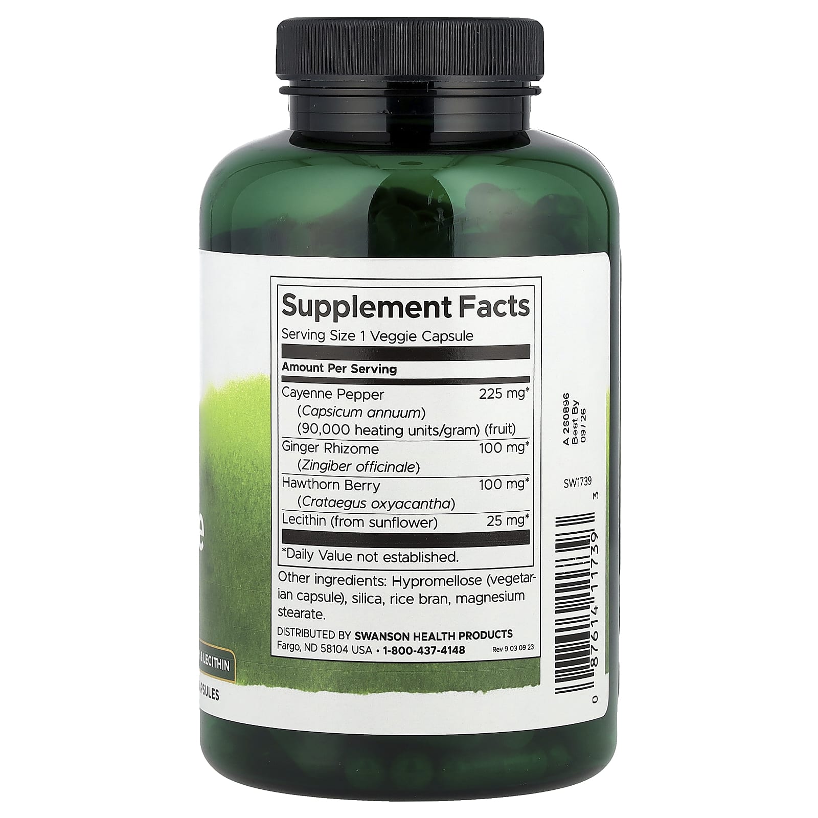 Swanson, Super Cayenne with Ginger Rhizome, Hawthorn Berry & Lecithin, 250 Veggie Capsules - Image 2
