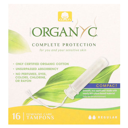 Organyc, Organic Tampons, Compact, Regular, 16 Tampons - Image 1