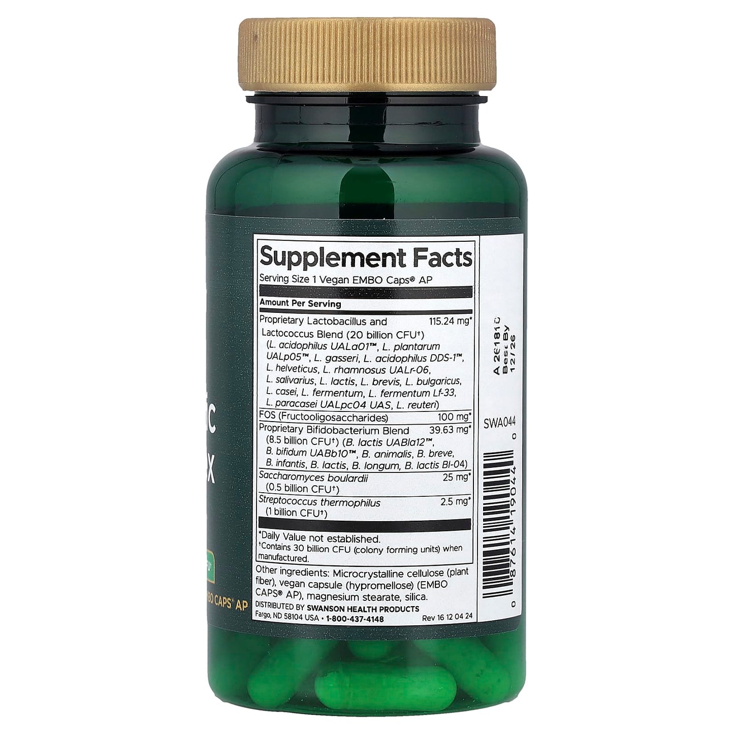 Swanson, Ultra Probiotic Complex, 60 Vegan Embo Caps® AP - Image 2