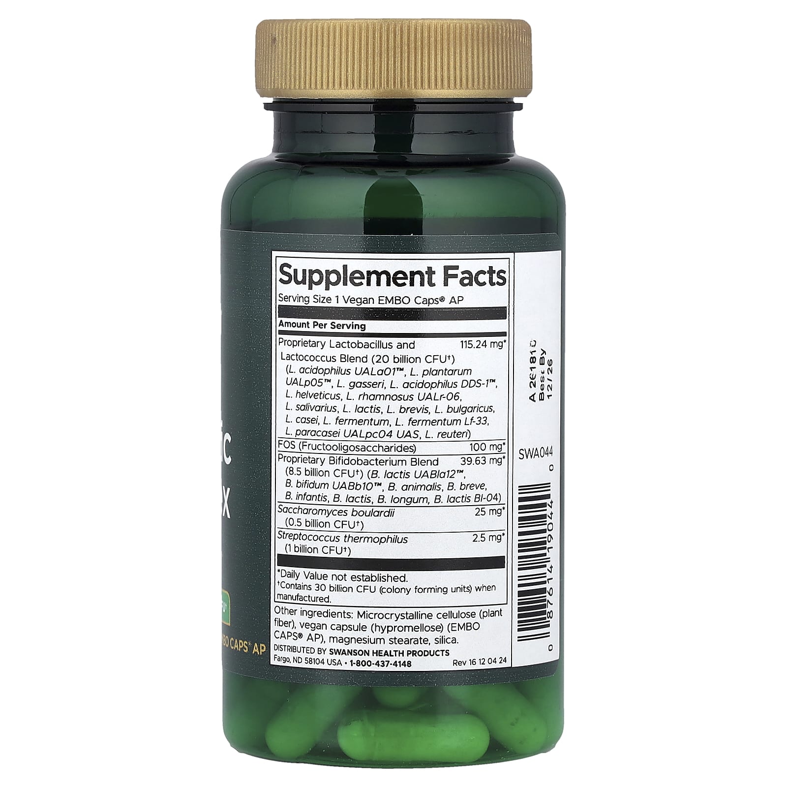 Swanson, Ultra Probiotic Complex, 60 Vegan Embo Caps® AP - Image 2