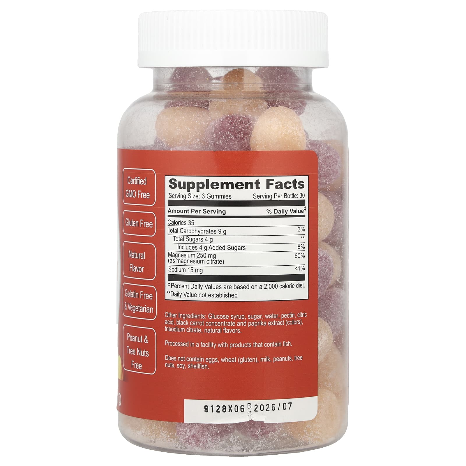 Max Strength Magnesium Gummies by Doctor's Finest, Raspberry & Peach, 90 Count - Image 2