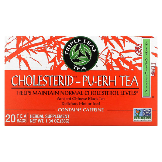 Triple Leaf Tea, Cholesterid-Pu-Erh Tea, 20 Tea Bags, 1.34 oz (38 g) - Image 1