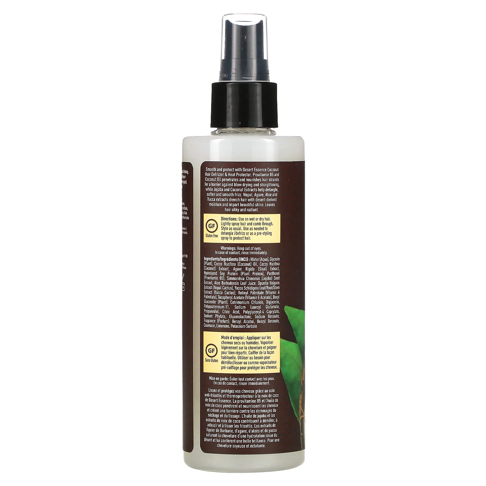 Desert Essence Coconut Hair Defrizzer & Heat Protector, 8 fl oz - Image 2
