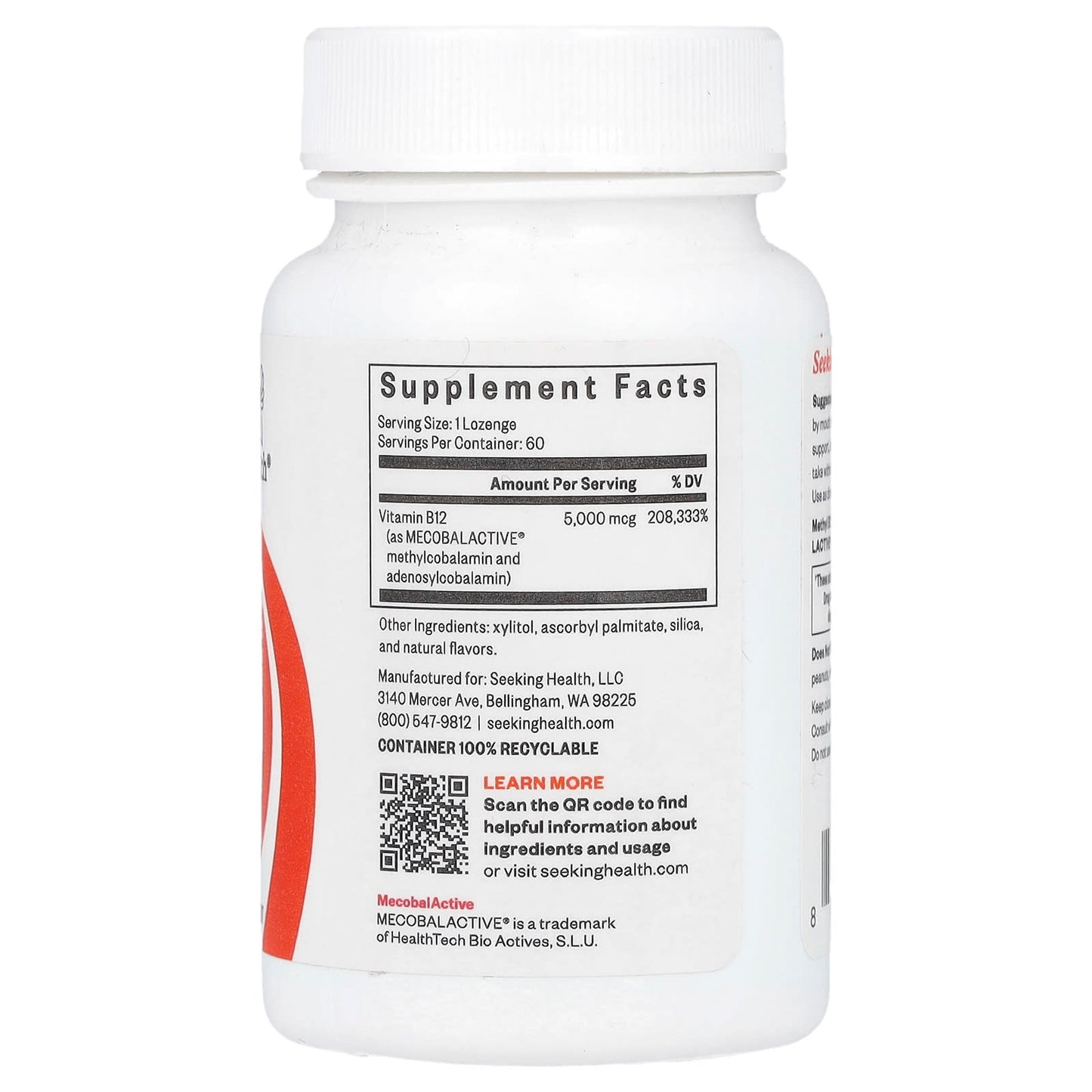 Seeking Health, Methyl B12 5000, 5,000 mcg, 60 Lozenges - Image 2