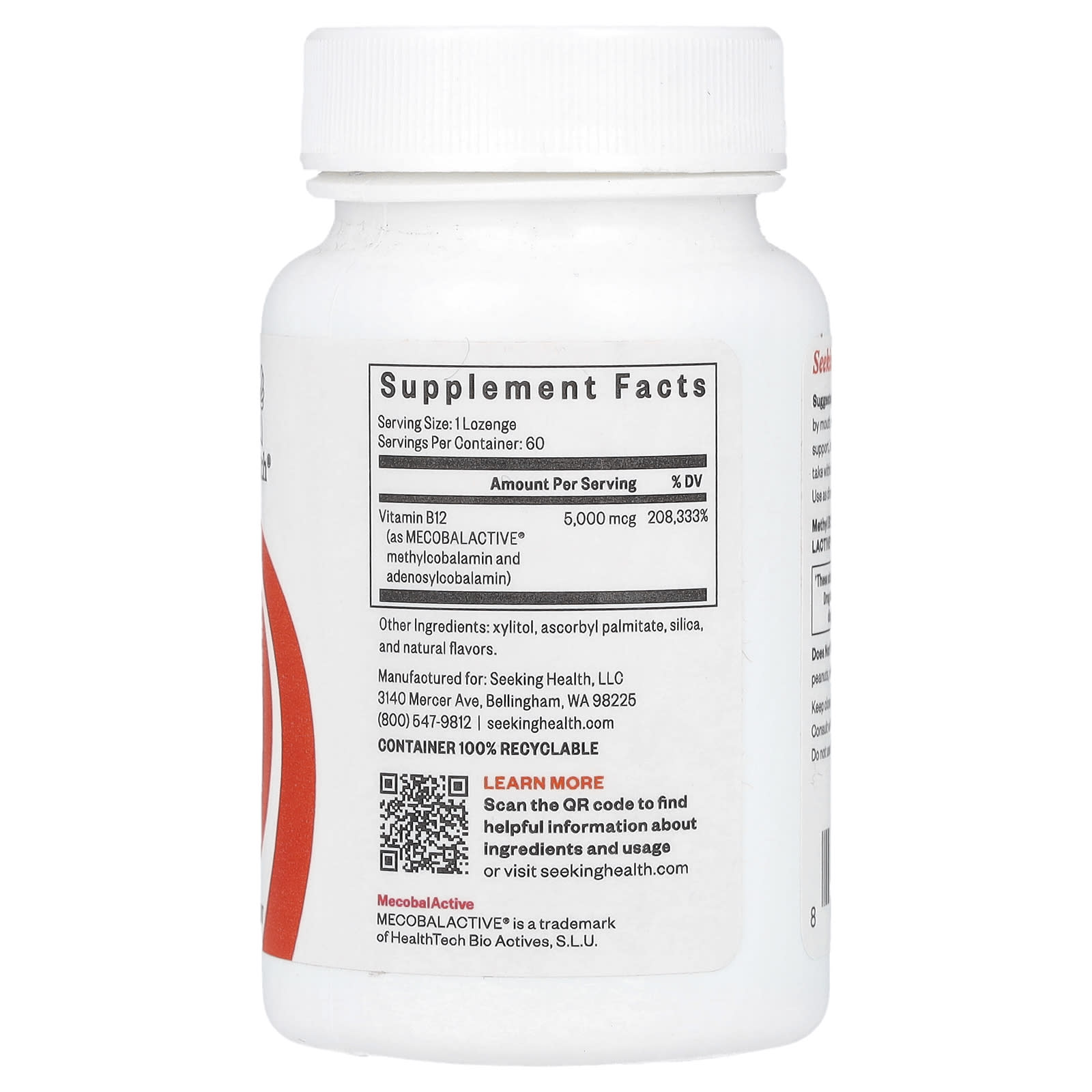 Seeking Health, Methyl B12 5000, 5,000 mcg, 60 Lozenges - Image 2