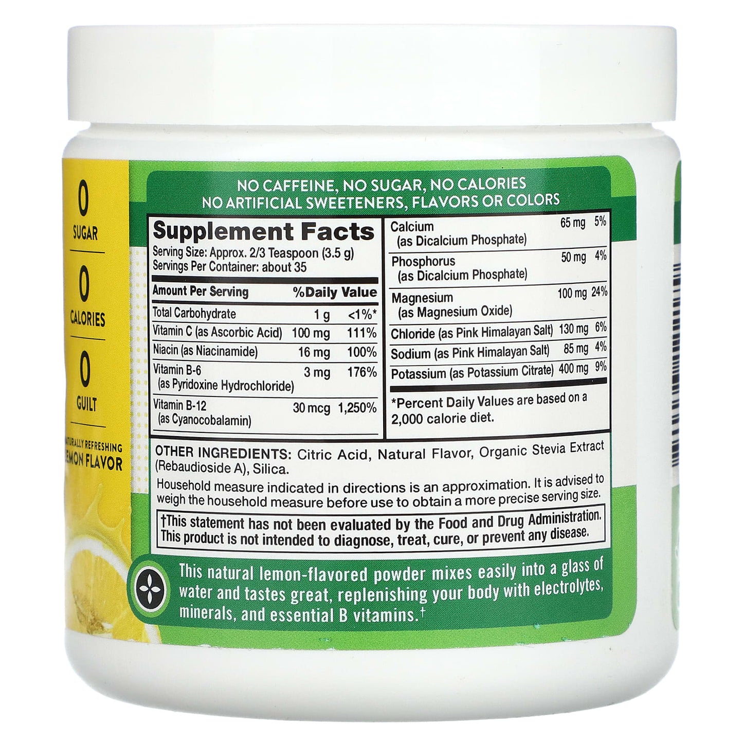 Nature's Truth, Electrolyte Hydration + B Vitamins, Powder Mix, Lemon, 4.3 oz (121 g) - Image 2