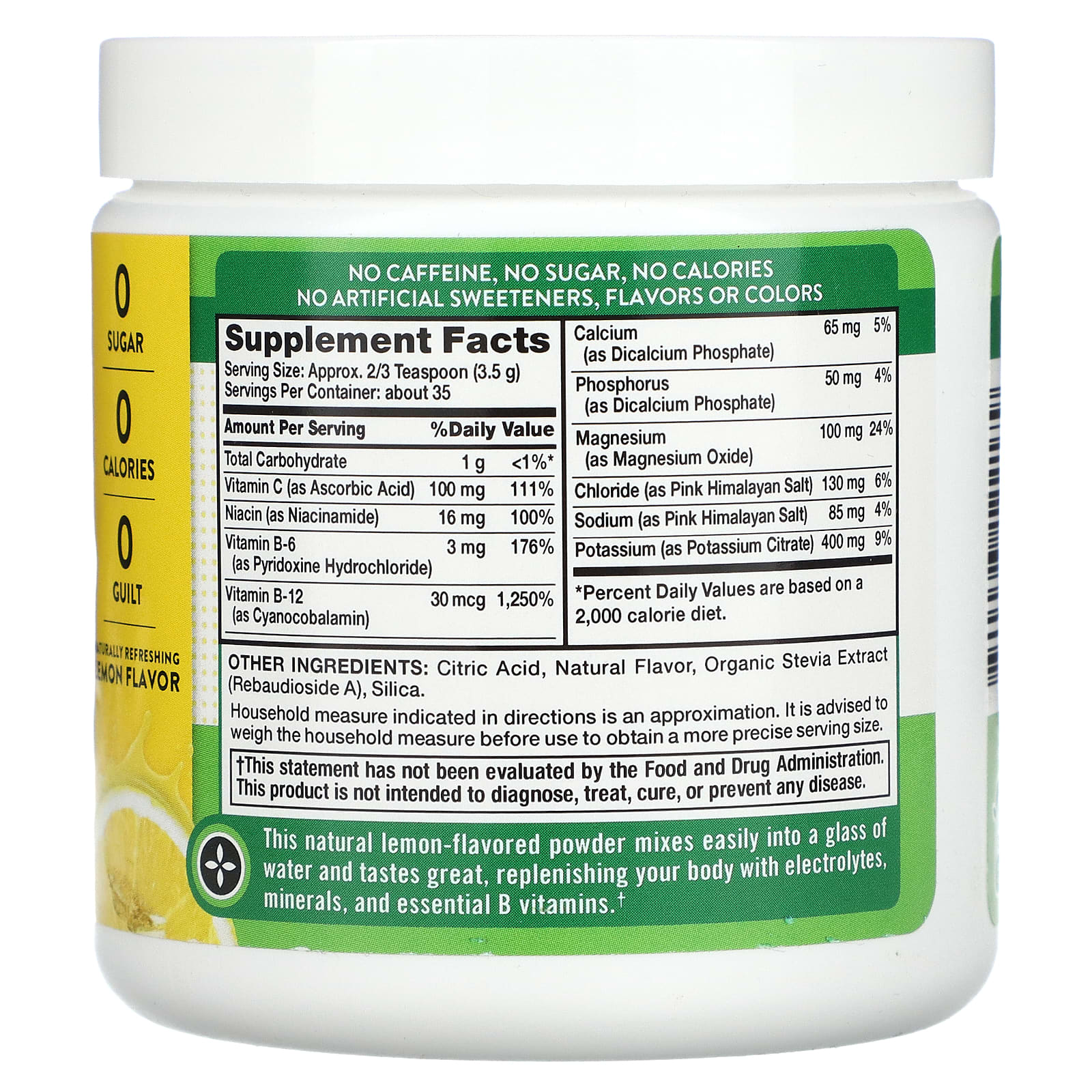 Nature's Truth, Electrolyte Hydration + B Vitamins, Powder Mix, Lemon, 4.3 oz (121 g) - Image 2