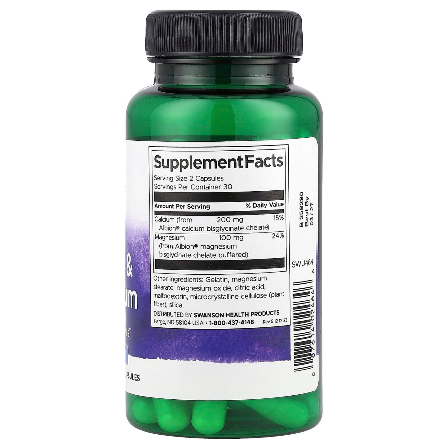 Swanson, Albion® Calcium & Magnesium, 60 Capsules - Image 2