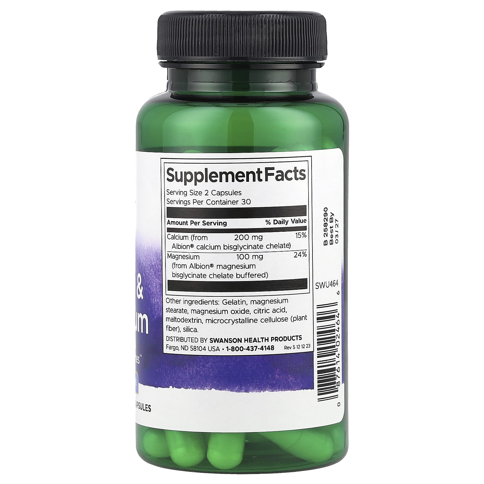 Swanson, Albion® Calcium & Magnesium, 60 Capsules - Image 2