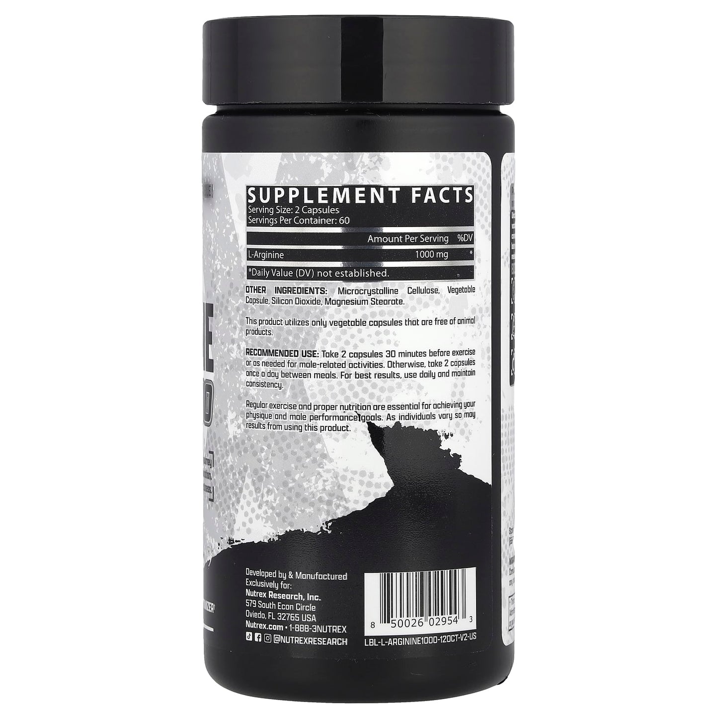 Nutrex Research, L-Arginine 1000, 120 Capsules (500 mg per Capsule) - Image 2
