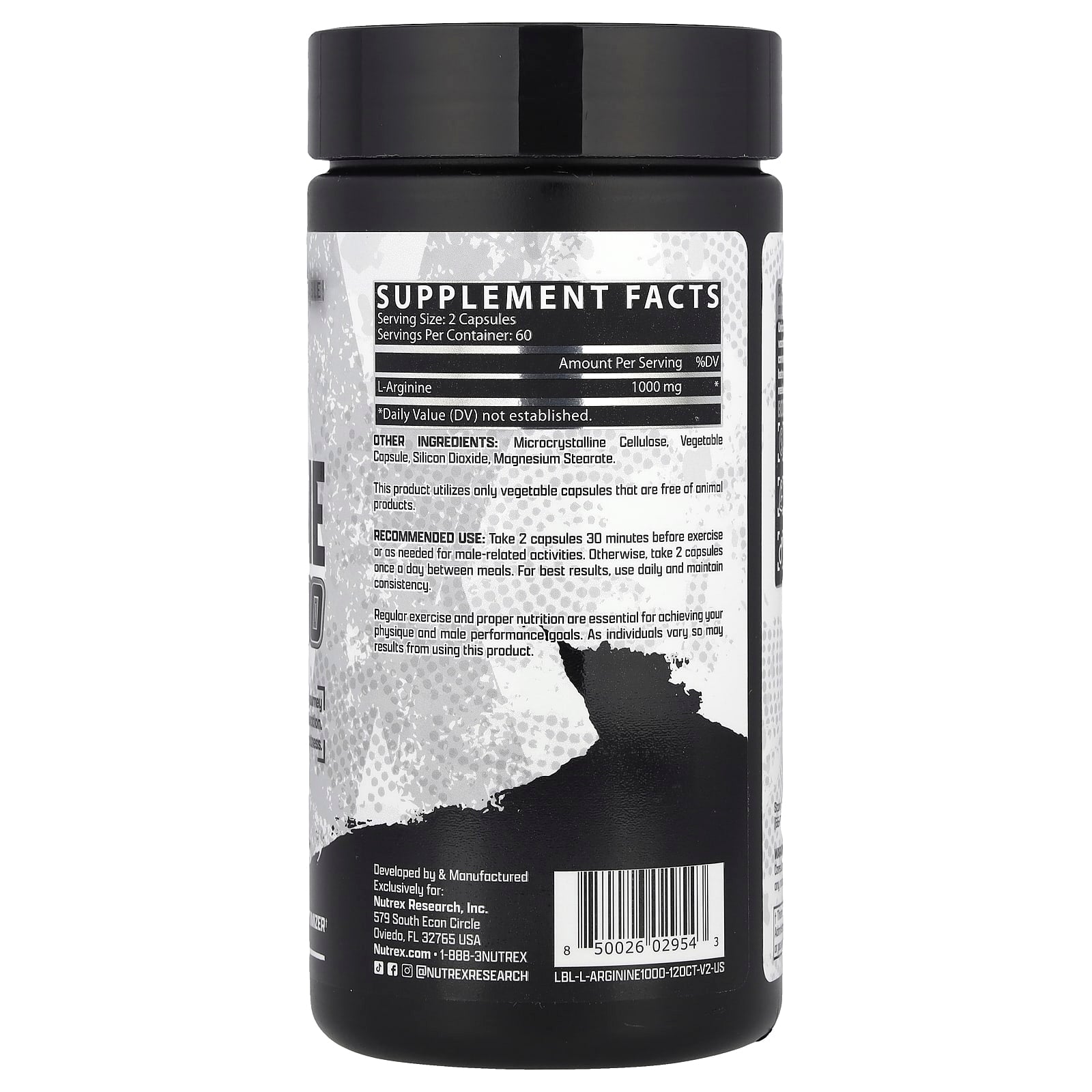 Nutrex Research, L-Arginine 1000, 120 Capsules (500 mg per Capsule) - Image 2