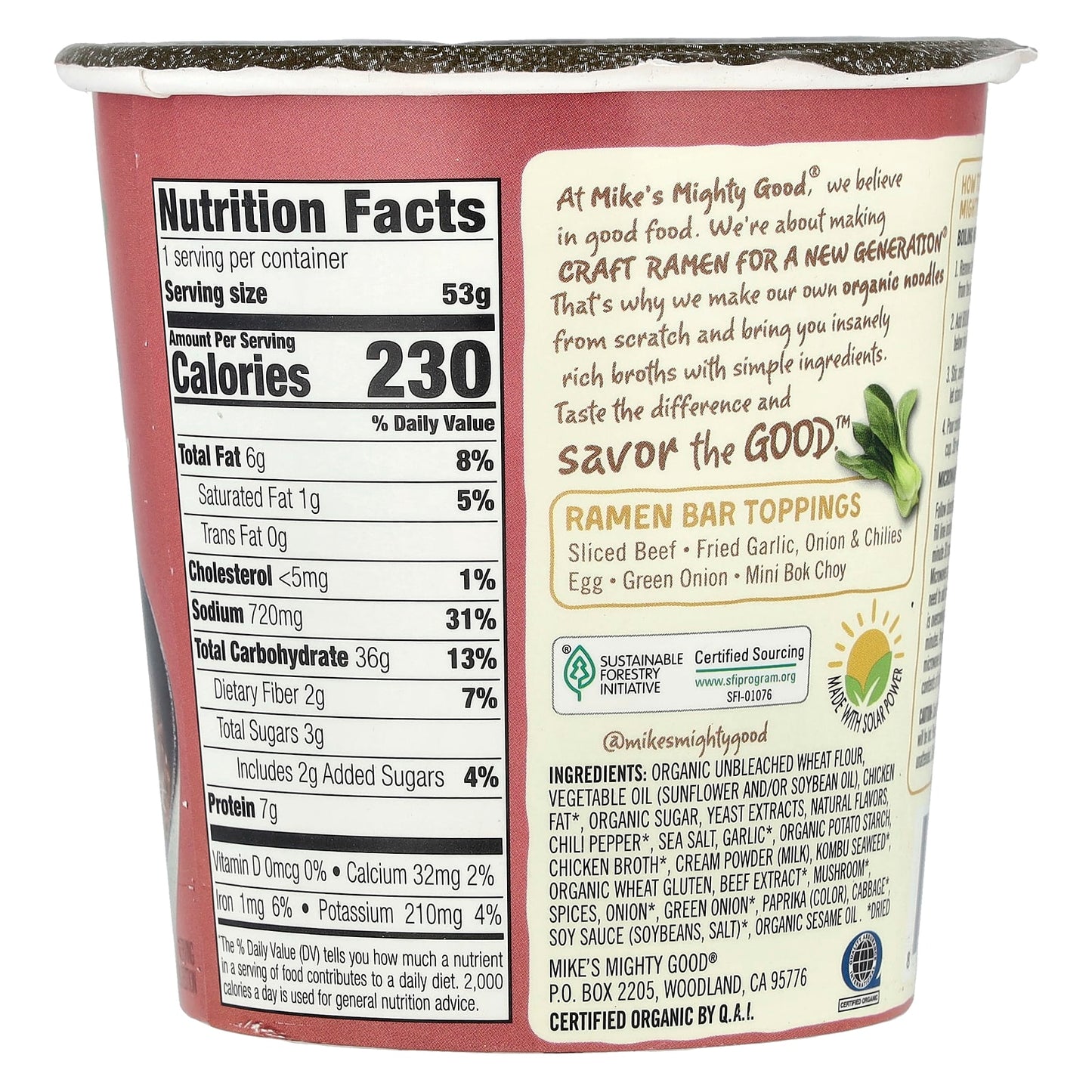 Mike's Mighty Good, Craft Ramen, Spicy Beef Flavor Ramen Soup, 1.8 oz (53 g) - Image 2
