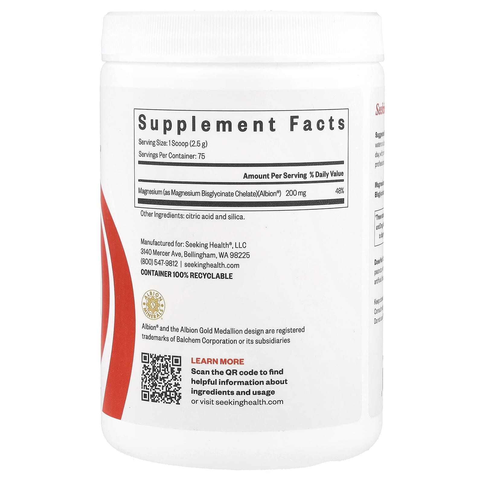 Seeking Health, Magnesium Glycinate, 6.61 oz (187.5 g) - Image 2