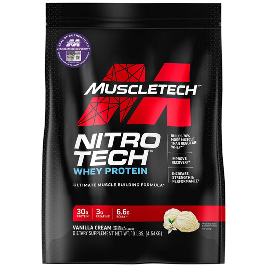 MuscleTech, Nitro-Tech® Whey Protein, Vanilla, 10 lbs (4.54 kg) - Image 1