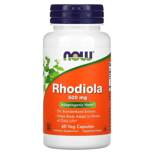 NOW Foods, Rhodiola, 500 mg, 60 Veg Capsules - Image 1