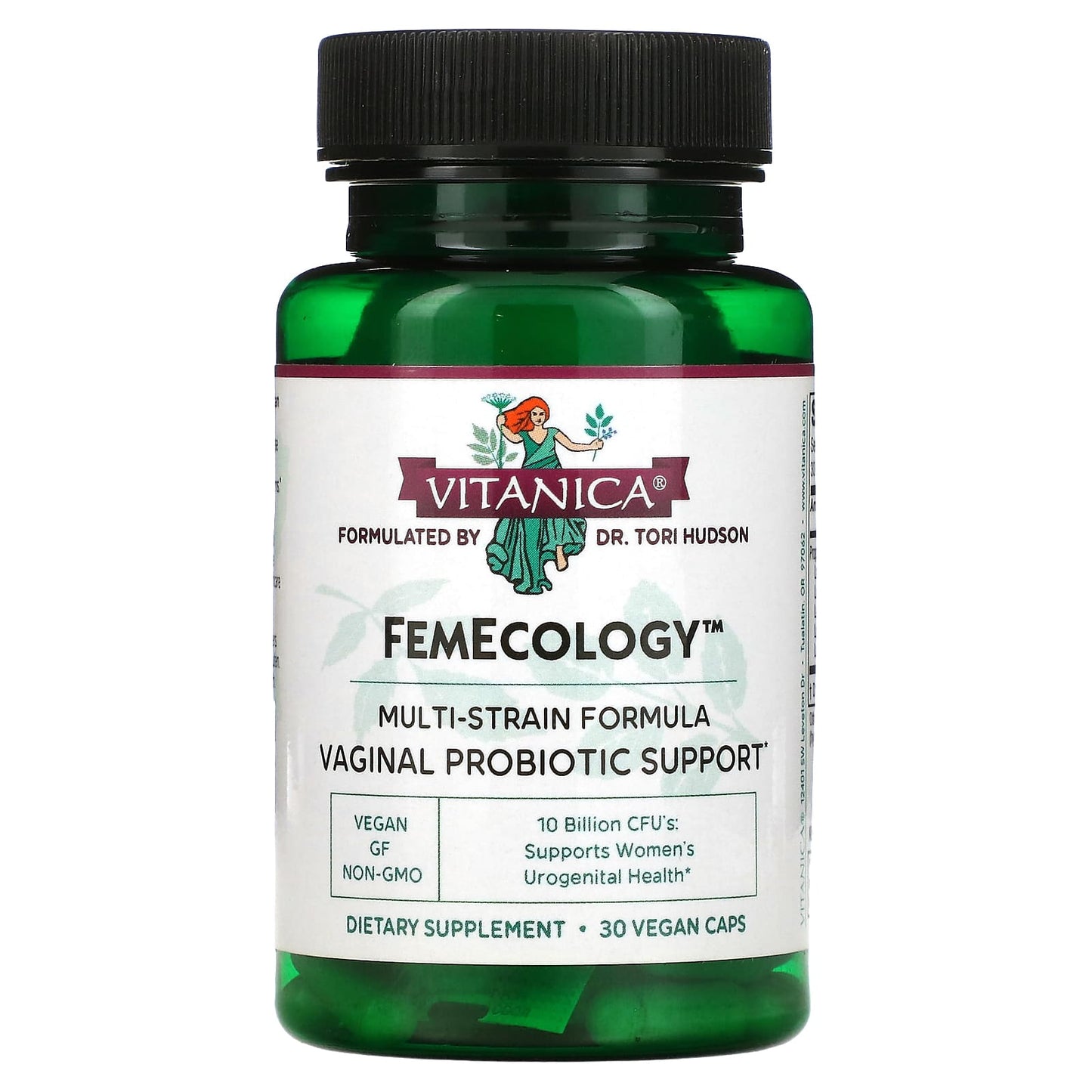 Vitanica, FemEcology™, Vaginal Probiotic Support, 10 Billion CFU, 30 Vegan Caps - Image 1