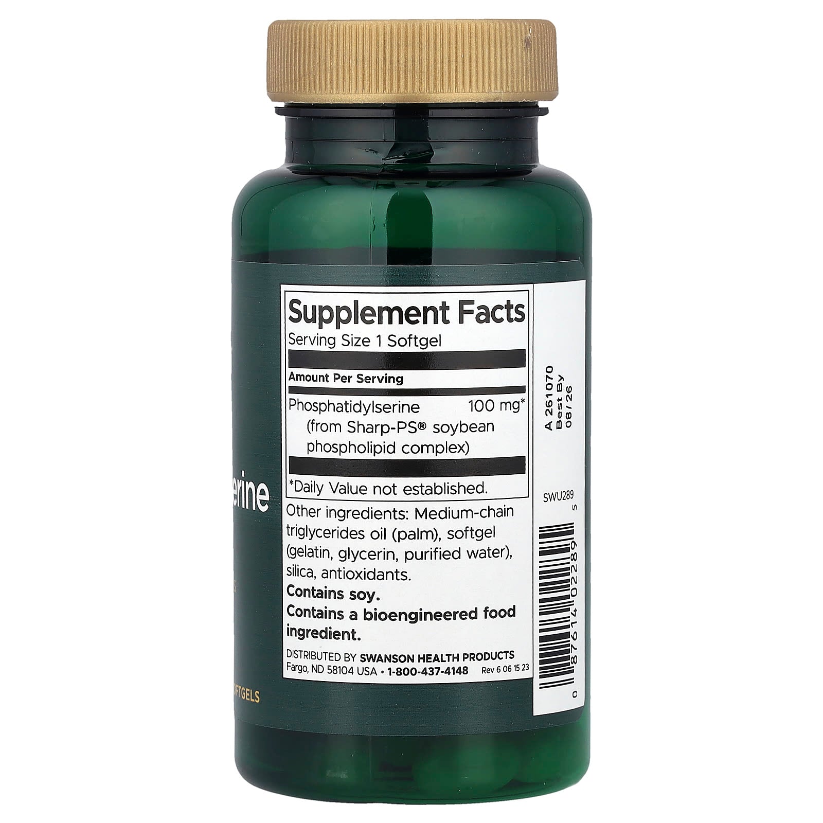 Swanson, Phosphatidylserine, 100 mg, 90 Softgels - Image 2