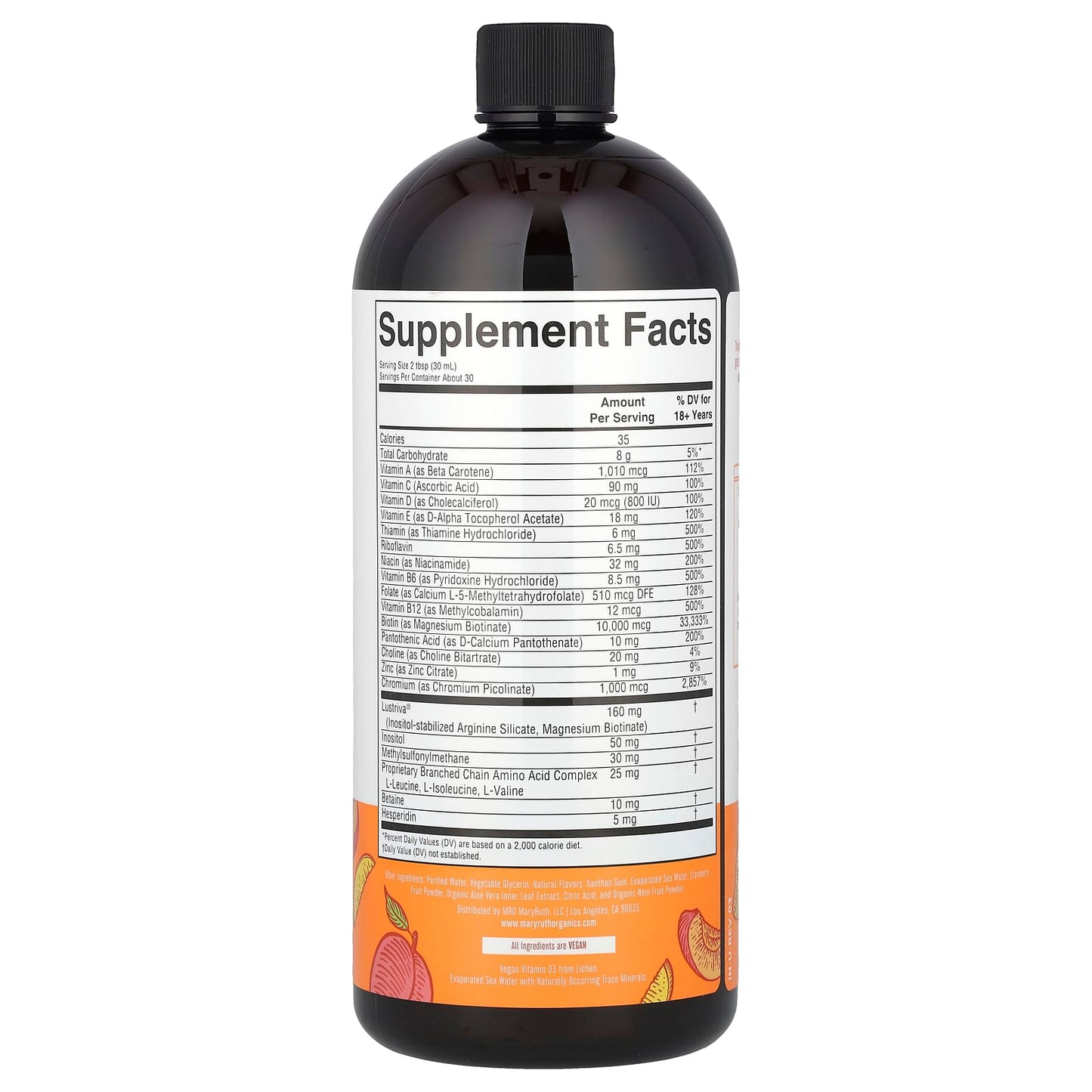 MaryRuth's, Liquid Morning Multivitamin + Hair Growth , Peach Mango, 30 fl oz (887 ml) - Image 2