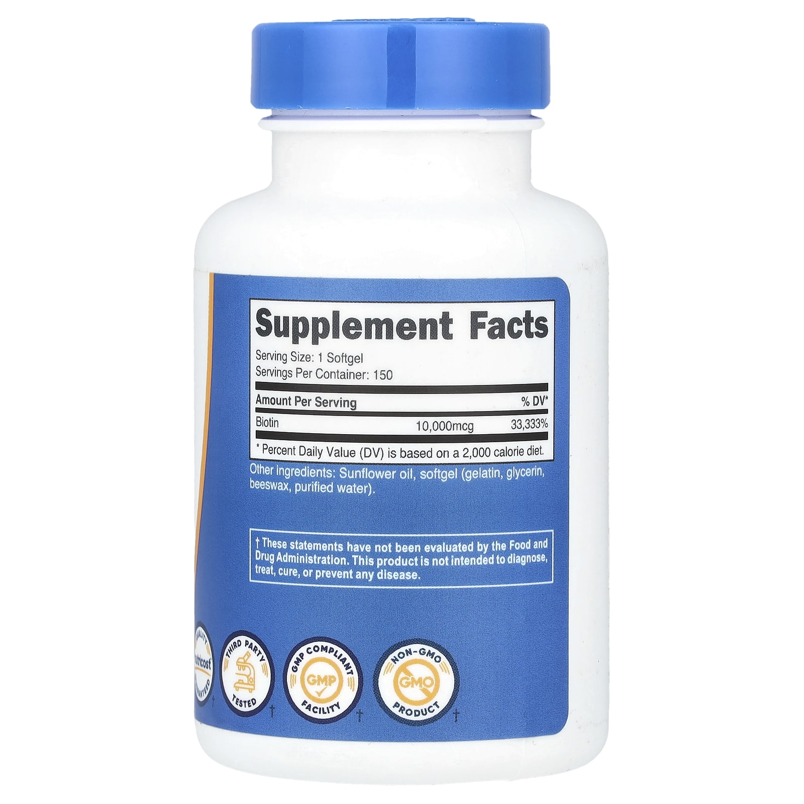 Nutricost, Biotin, Vitamin B7, 10,000 mcg, 150 Softgels