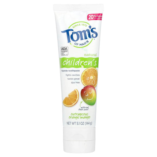 Tom's of Maine, Natural Children's Fluoride Toothpaste, Outrageous Orange Mango, 5.1 oz (144 g) - Image 1