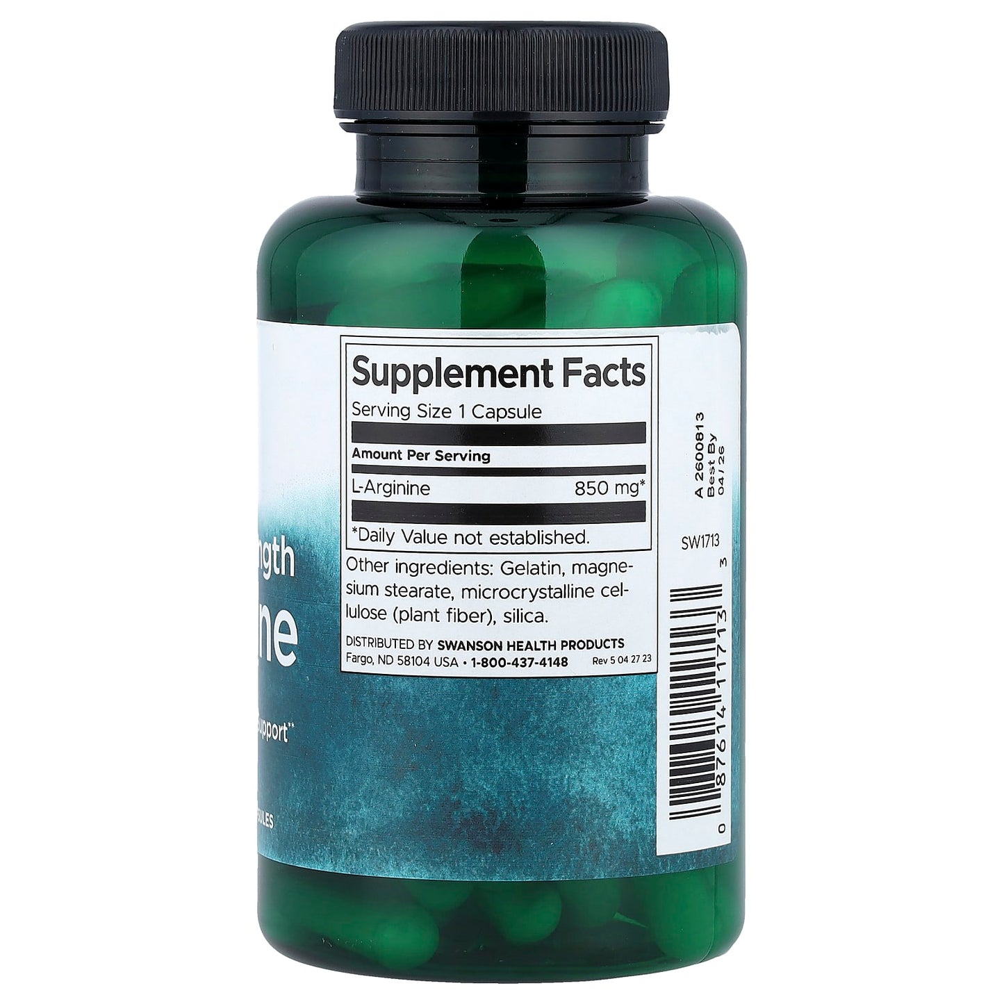 Swanson, L-Arginine, Maximum Strength, 850 mg, 90 Capsules - Image 2
