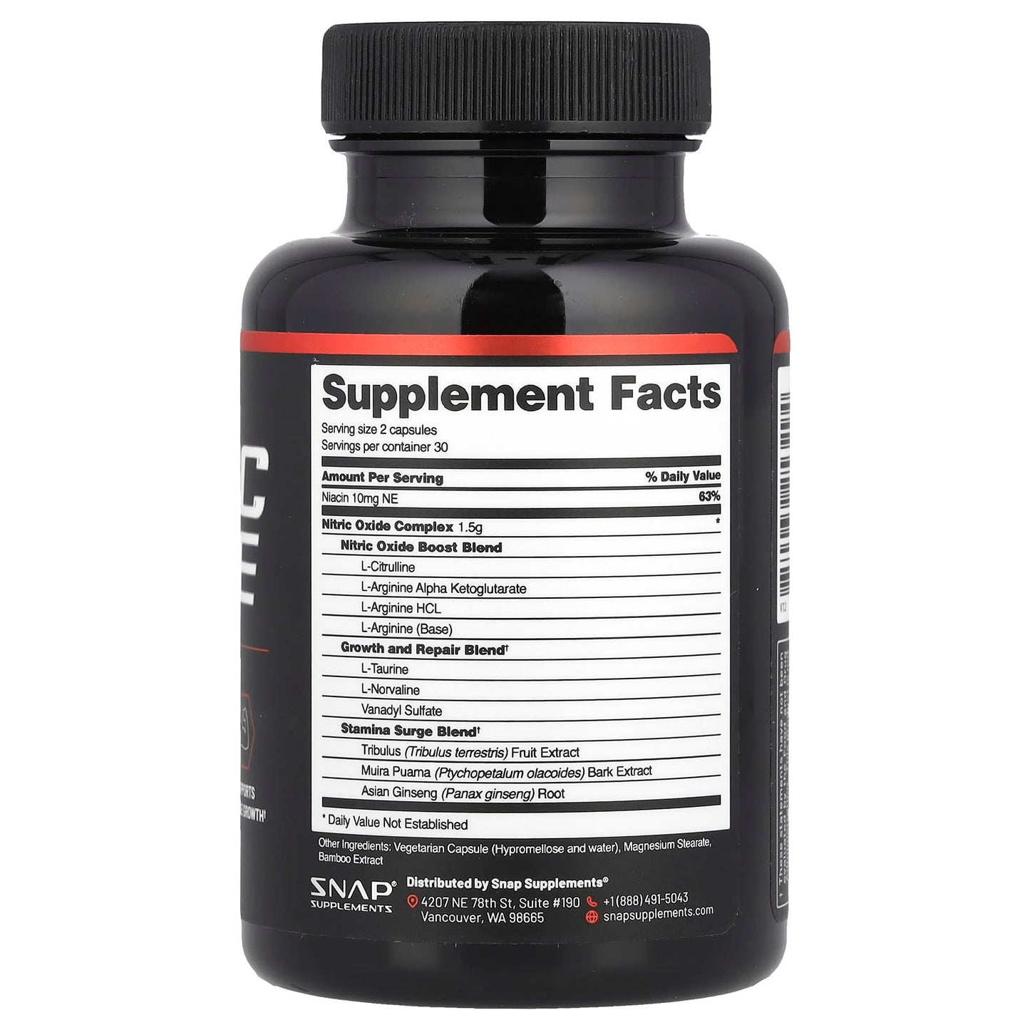 Snap Supplements, Nitric Oxide Booster, 60 Capsules - Image 2