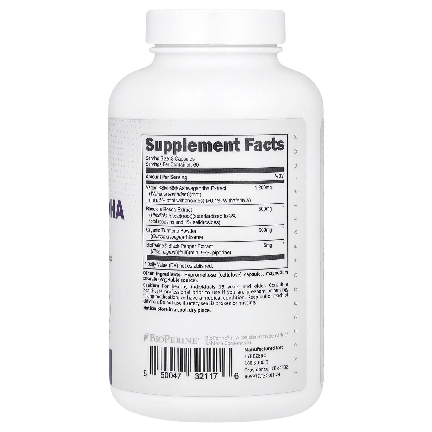 TypeZero, Clean, Ashwagandha Complex, 180 Capsules - Image 2