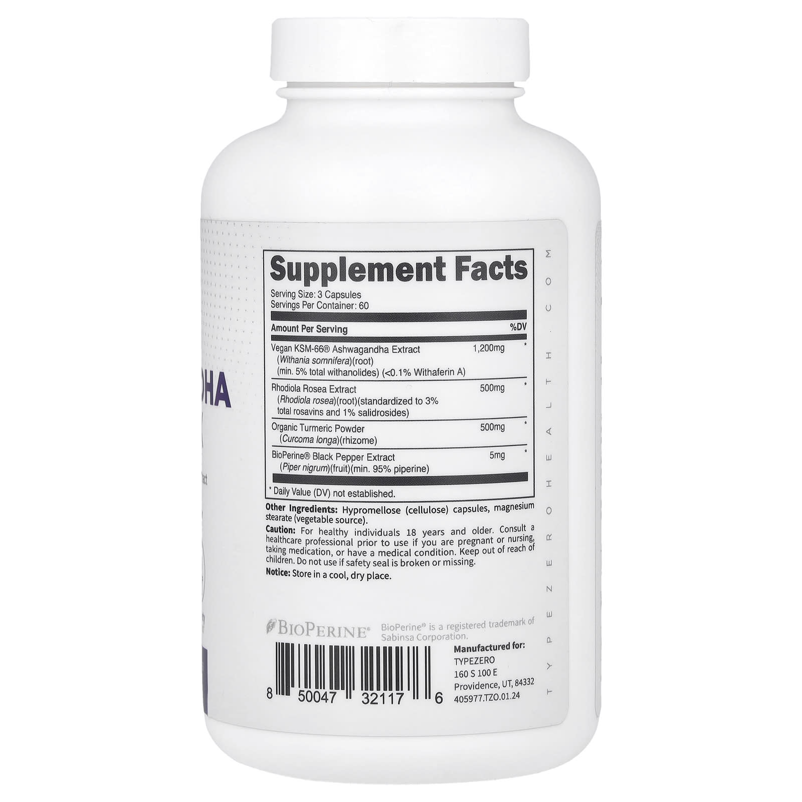 TypeZero, Clean, Ashwagandha Complex, 180 Capsules - Image 2