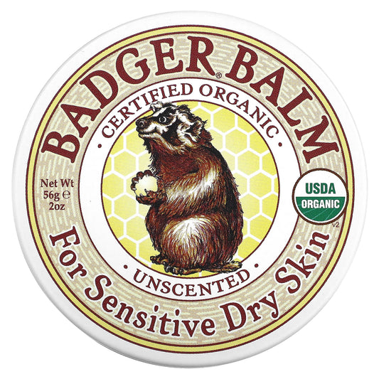 Badger Unscented Balm for Sensitive Dry Skin, 2 oz - Organic & Cruelty-Free - Image 1