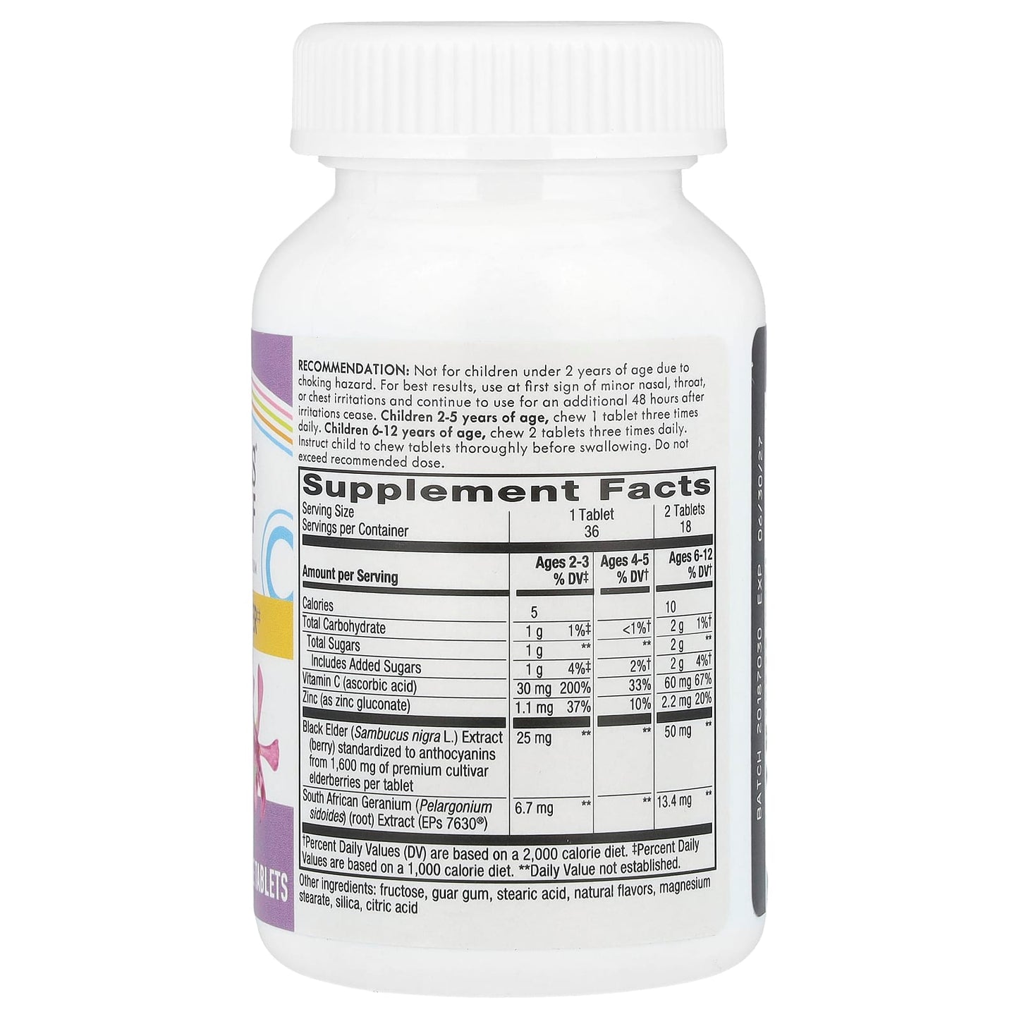 Nature's Way, Sambucus® Relief, Immune Support, For Kids Ages 2+, Berry, 36 Chewable Tablets - Image 2