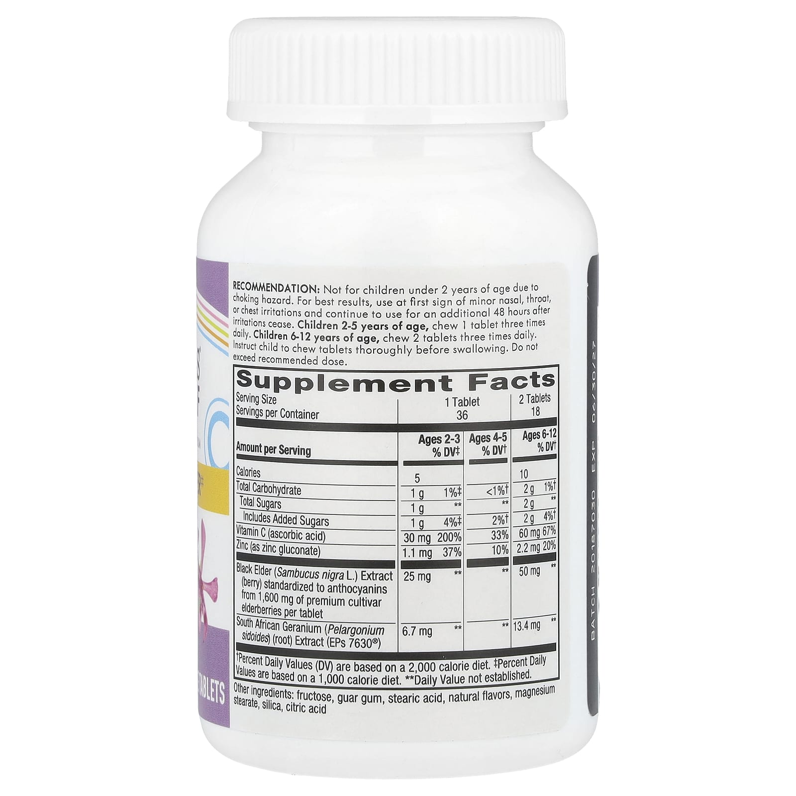 Nature's Way, Sambucus® Relief, Immune Support, For Kids Ages 2+, Berry, 36 Chewable Tablets - Image 2