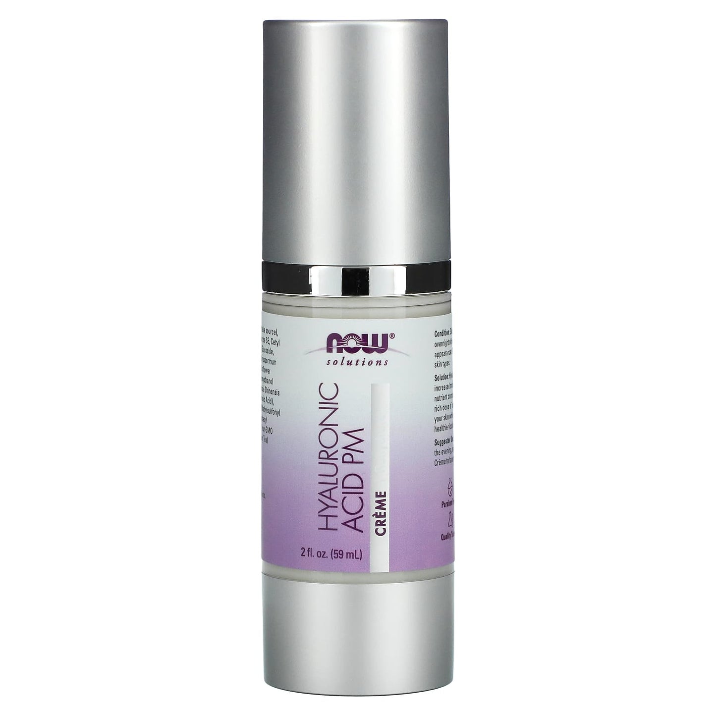 NOW Foods, Solutions, Hyaluronic Acid PM Creme, 2 fl oz (59 ml) - Image 1