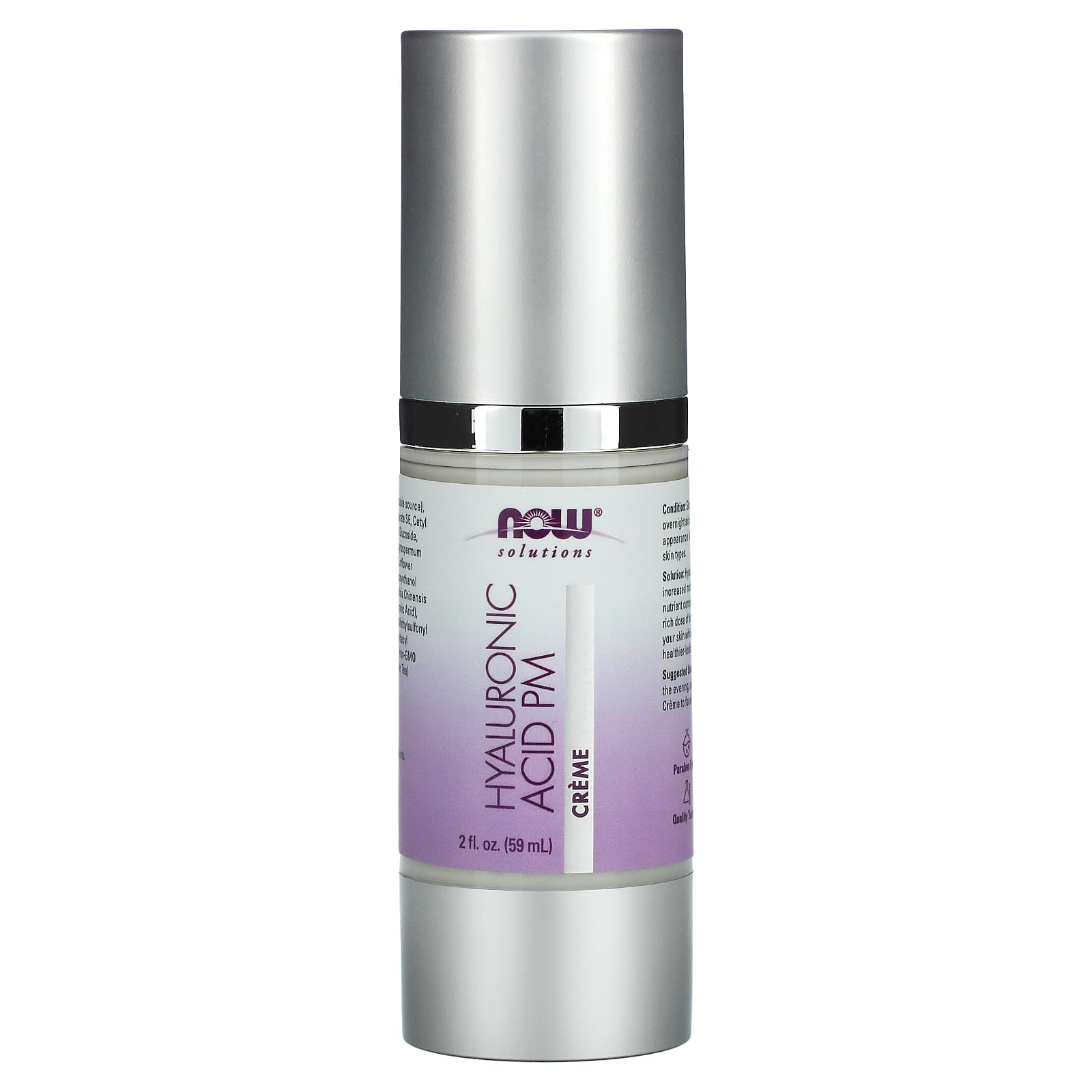 NOW Foods, Solutions, Hyaluronic Acid PM Creme, 2 fl oz (59 ml) - Image 1