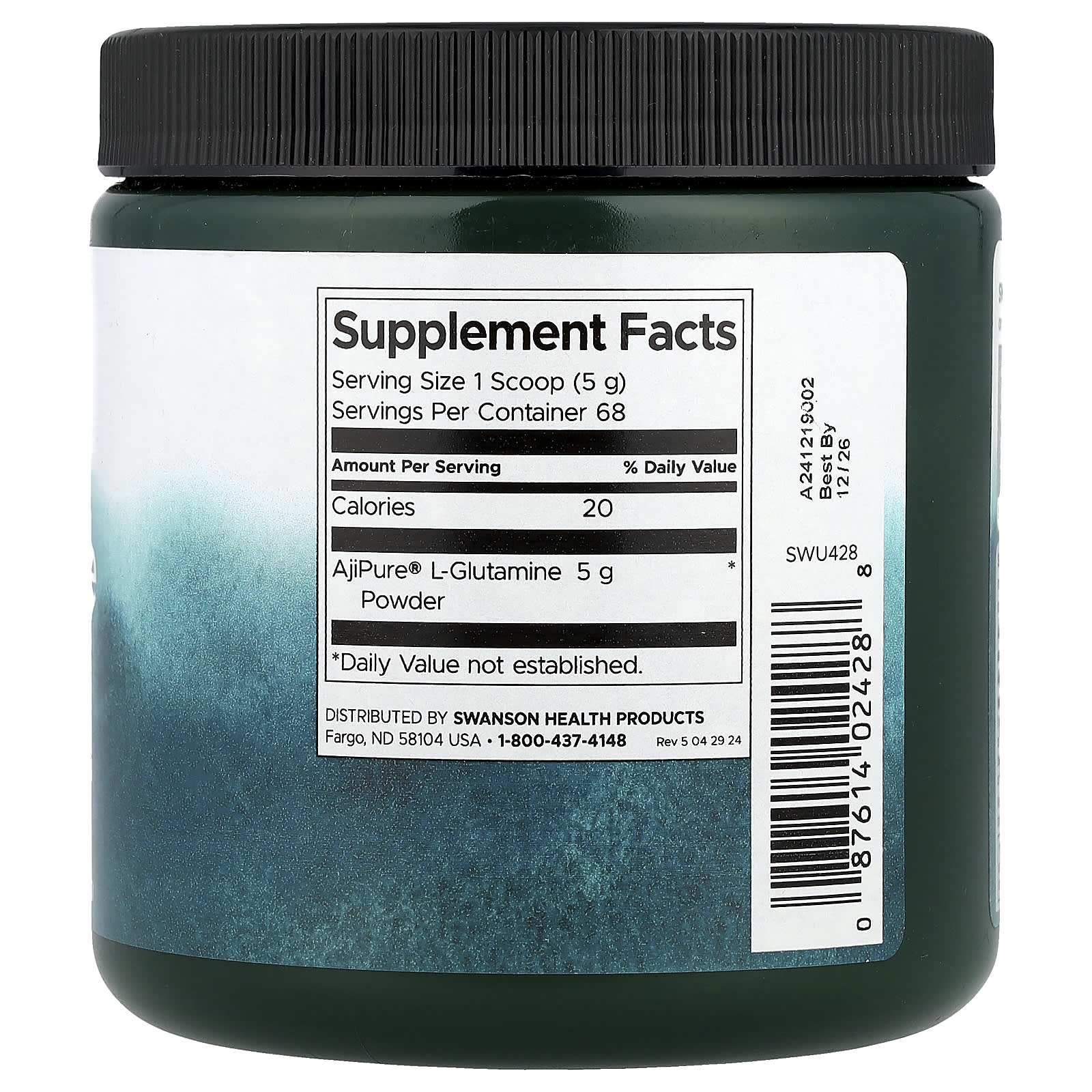 Swanson, L-Glutamine Powder, 12 oz (340 g) - Image 2