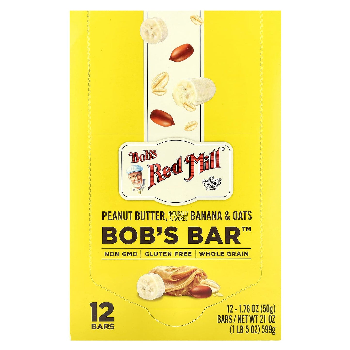 Bob's Red Mill Peanut Butter Banana Bars (12-Pack) | Gluten-Free Snack - Image 1
