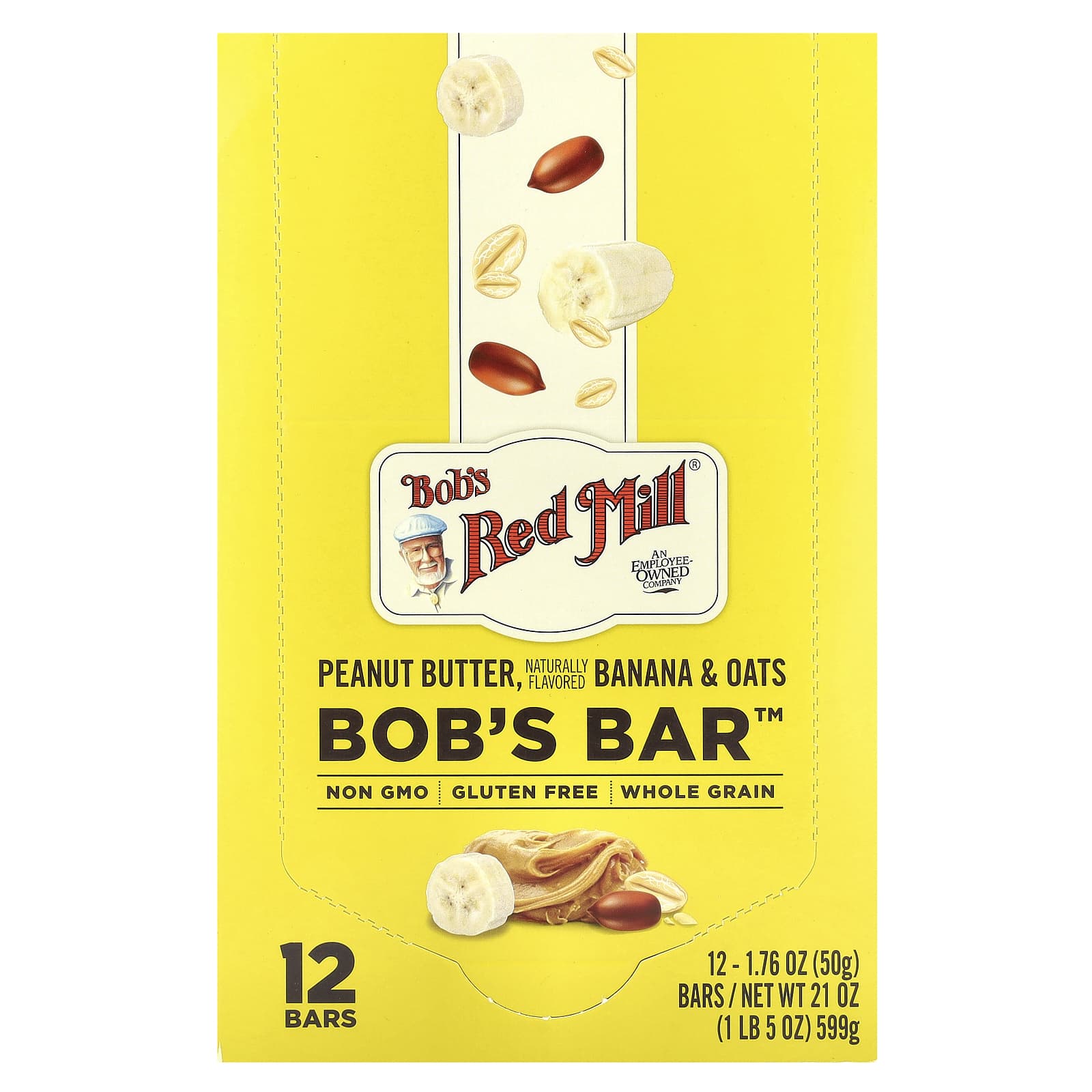 Bob's Red Mill Peanut Butter Banana Bars (12-Pack) | Gluten-Free Snack - Image 1