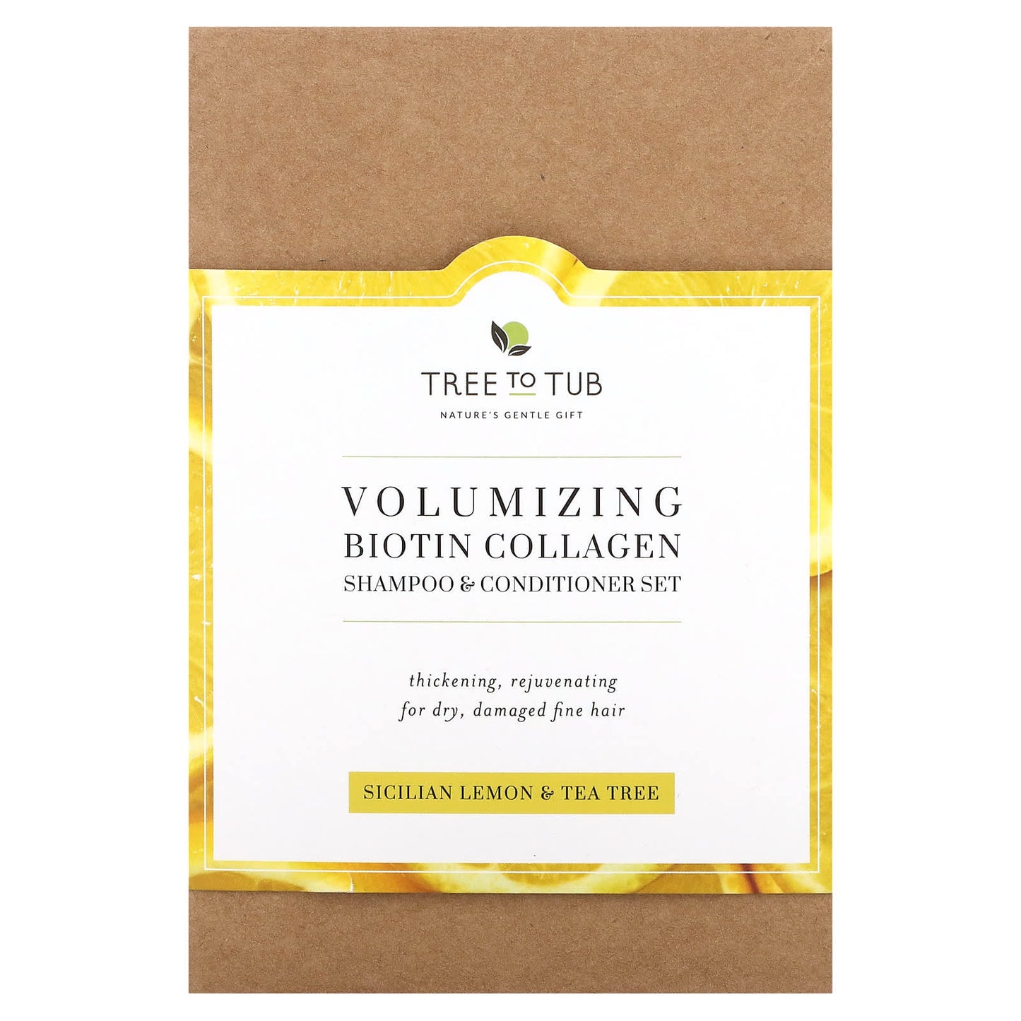 Tree To Tub, Shampoo & Conditioner Set, Volumizing Biotin Collagen, Sicilian Lemon & Tea Tree, 2 Piece Set, 8.5 fl oz (250 ml) Each - Image 2